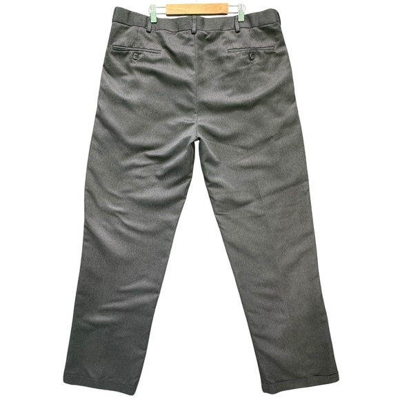 George Men's 36x34 Dress Pants Charcoal Grey Classic Pleated Recycled Polyester - Picture 2 of 8